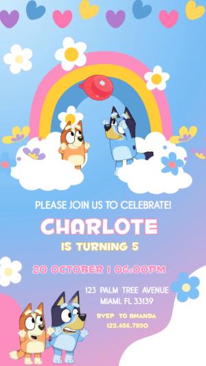 Editable Bluey Animated Birthday Video Invitation