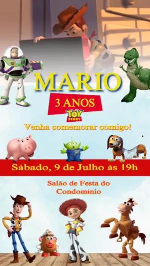 Convite Animado Aniversário Toy Story para Editar Online