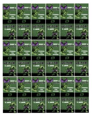 Rótulo Editável Hulk para Lembrancinha de Aniversário