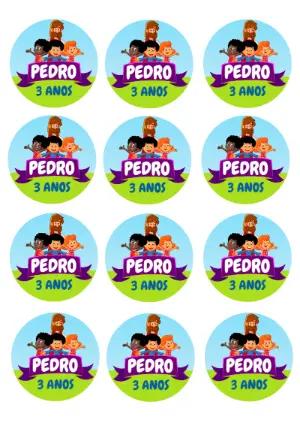 Adesivo Redondo 3 Palavrinhas para Editar e Imprimir