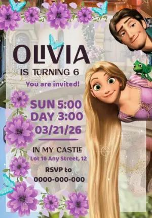 Tangled Birthday Invitation | Editable Princess Party Template
