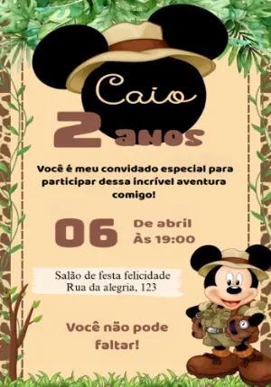 Convite de Aniversário Mickey Safari para Editar Online