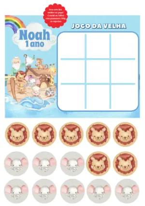 Jogo da Velha Arca de Noé Editável para Festa Infantil
