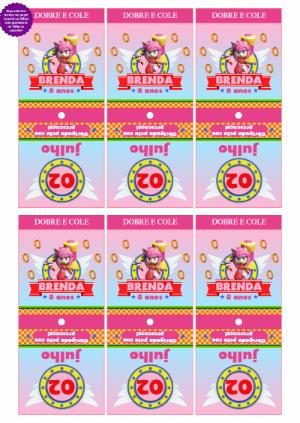 Capa de Pirulito Amy Rose Sonic Rosa para Editar e Imprimir