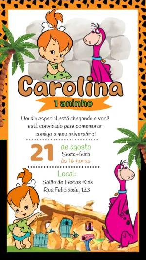 Convite Aniversário Pedrita dos Flintstones para Editar Online