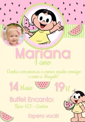 Convite de Aniversário Magali com Foto para Editar