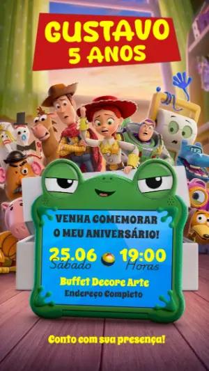 Convite de Aniversário Toy Story Editável para Menino