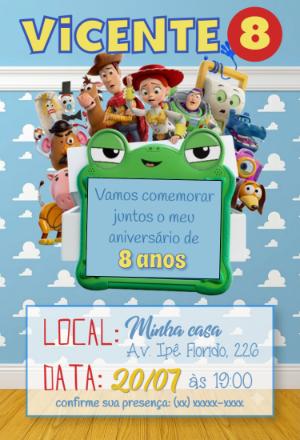 Convite de Aniversário Toy Story Infantil para Editar