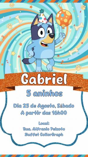 Convite de Aniversário Bluey Colorido para Editar Online