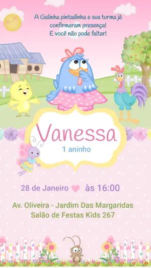 Convite Animado Galinha Pintadinha Colorido para Editar