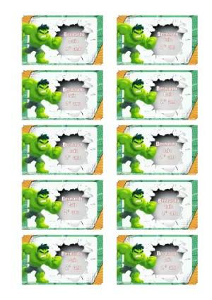 Etiqueta Escolar do Hulk: Modelo Digital Editável para Imprimir