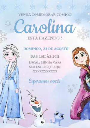 Convite Aniversário Frozen Aquarela para Editar Online