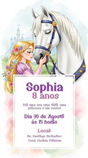 Convite de Aniversário Rapunzel Enrolados para Editar Online
