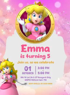 Princess Peach Birthday Invitation | Editable Digital Template