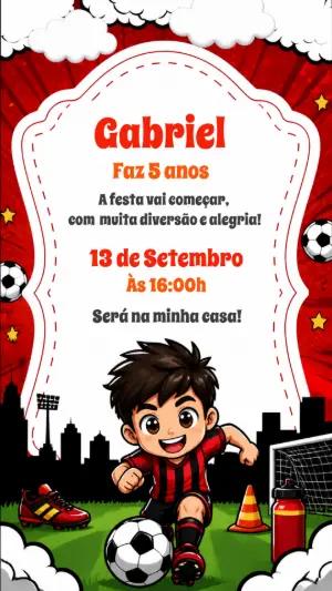 Convite de Aniversário Futebol Infantil para Editar Online