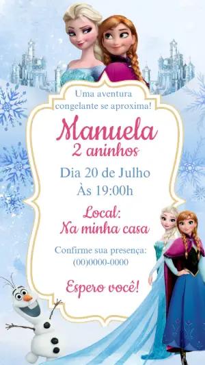 Convite Digital Aniversário Frozen para Editar