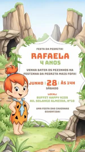 Convite de Aniversário da Pedrita para Editar Online