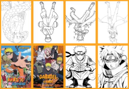 Livrinho de Colorir Naruto: Arte Digital Editável para Festa