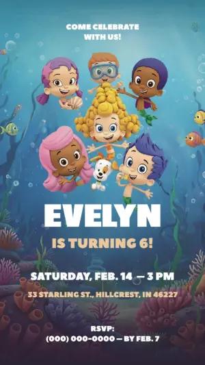 Bubble Guppies Birthday Invitation Template to Edit