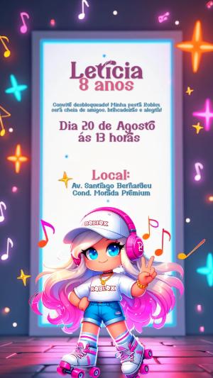 Convite de Aniversário Roblox Menina para Editar Online