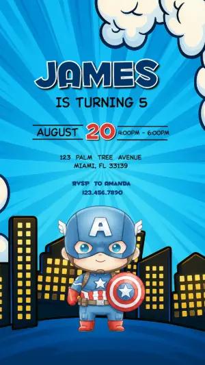 Editable Captain America Birthday Invitation for Kids
