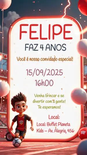 Convite de Aniversário Futebol com Jogador para Editar Online