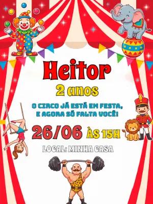 Convite de Aniversário Circo Infantil Colorido para Editar