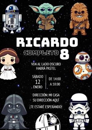 Invitación de Cumpleaños Star Wars Chibi para Editar Online