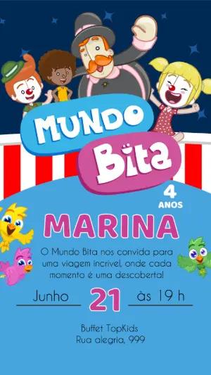 Convite de Aniversário Mundo Bita Colorido para Editar Online