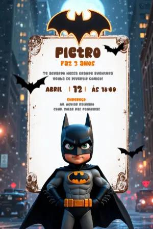 Convite de Aniversário Batman para Editar Online