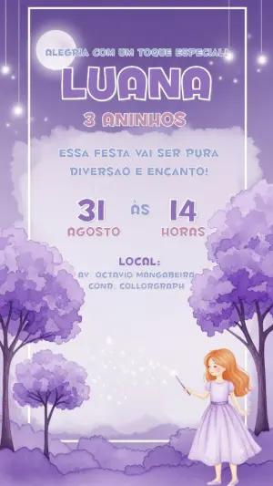 Convite Aniversário Jardim Encantado com Fada para Editar