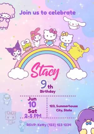 Sanrio Friends Birthday Invitation Editable Template