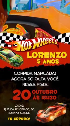 Convite Animado Aniversário Hot Wheels para Editar Online
