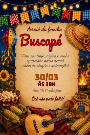 Convite Digital Festa Junina Rústico para Editar
