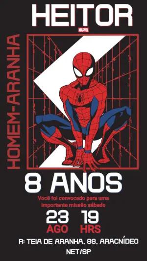 Convite de aniversário Homem Aranha estilo poster para editar