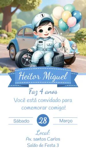 Convite de Aniversário Piloto Fofo para Editar e Enviar