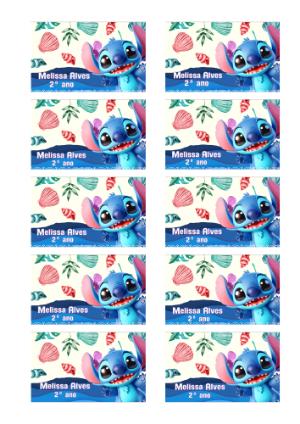 Etiqueta Escolar do Stitch Tema Tropical para Editar