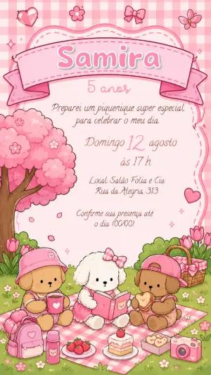 Convite Piquenique Cachorrinho Estilo Bobbie Goods para Editar