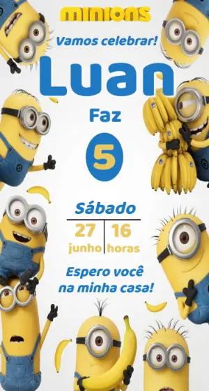 Convite de Aniversário Minions Divertido para Editar