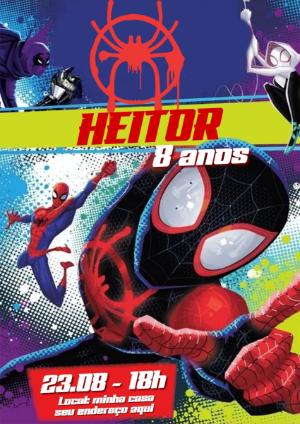 Convite Aniversário Homem-Aranha Aranhaverso para Editar