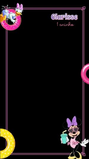Moldura Story Aniversário Minnie e Margarida para Editar