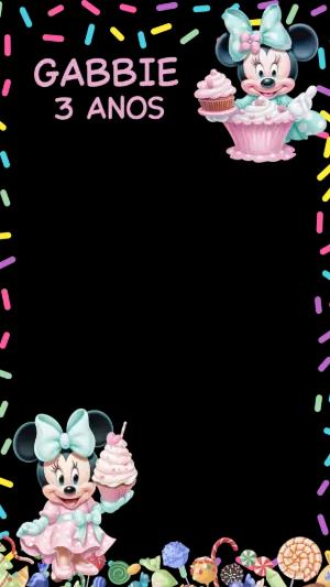 Moldura de Aniversário Minnie Confeitaria para Editar e Imprimir