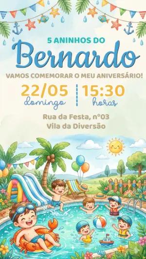 Convite de Aniversário Pool Party Infantil Editável