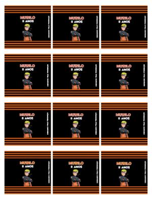 Adesivo para Bala Personalizada Naruto Editável para Aniversário