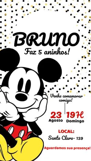 Convite de Aniversário Mickey Mouse Clássico Editável