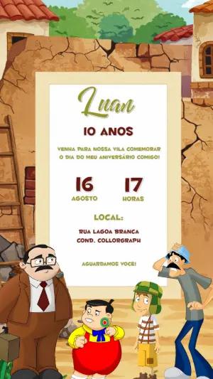 Convite de Aniversário Turma do Chaves para Editar Online