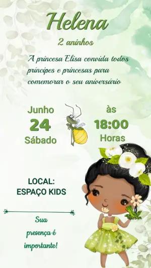 Convite Digital Princesa Tiana Aniversário Infantil para Editar