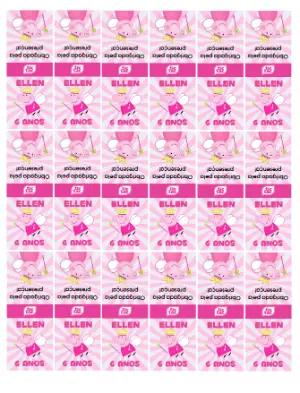 Rótulo para Tic Tac Peppa Pig Fada Rosa Modelo Editável