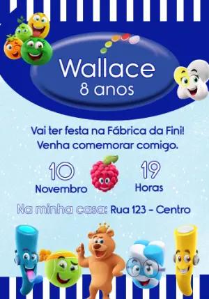 Convite Aniversário Fini com Personagens para Editar Online