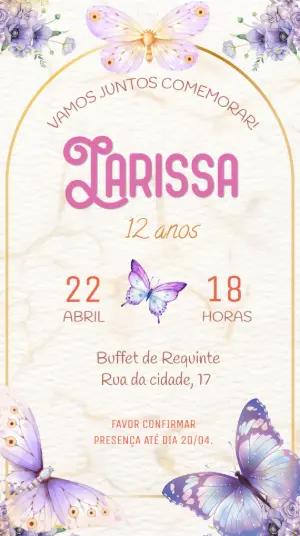 Convite Aniversário Jardim das Borboletas para Editar Online